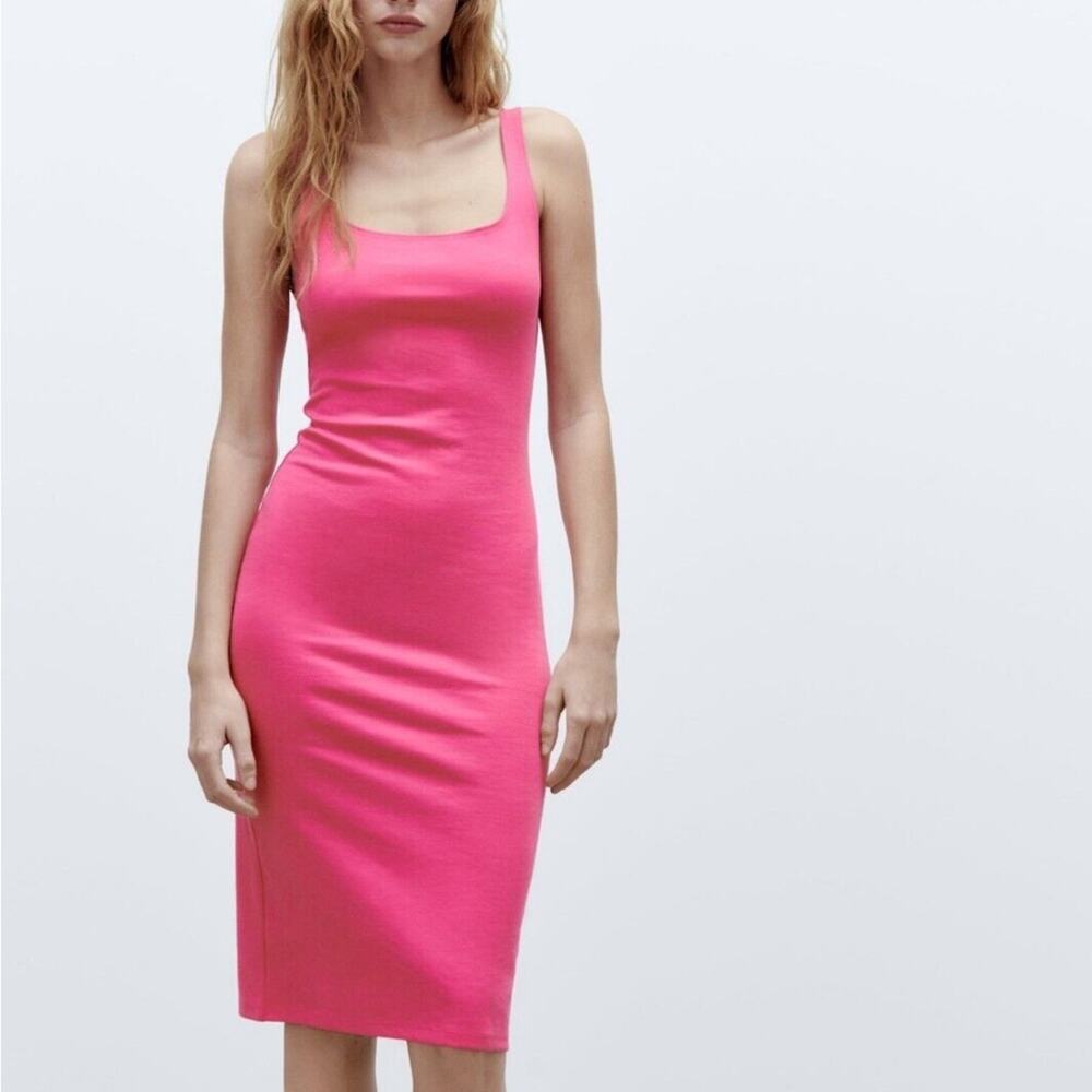 Zara Bright Pink Midi Tank Dress - Picture 5 of 5